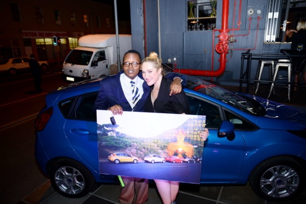 Ford Fiestagram winner Reginald Sedibe and SA singer Tamara Day, with the all-new Ford Fiesta and winning photograph.